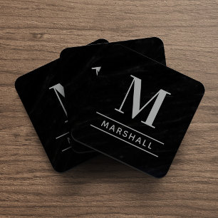 Classic Pewter Grey Personalised Monogram Initial Coaster