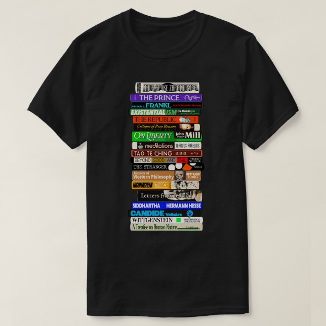 Classic Philosophy Books Stack T-Shirt (Design Front)