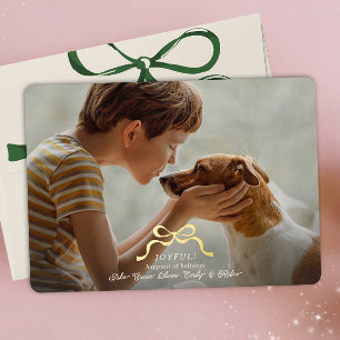 classic photo christmas gold bow foil holiday card
