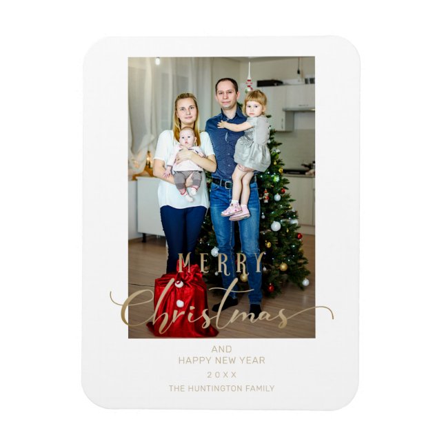 Classic Photo Christmas Whimsical Script Quote Magnet (Vertical)