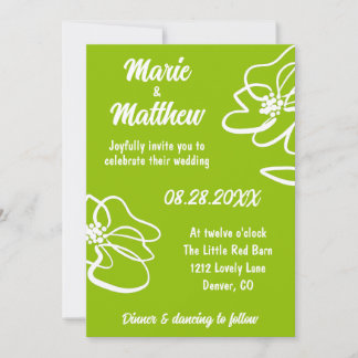 Classic Photo Citrus Green Floral Wedding  Invitation