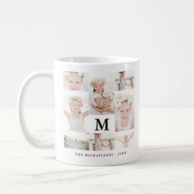 Classic Photo Collage with Monogram and Name Coffee Mug (Left)
