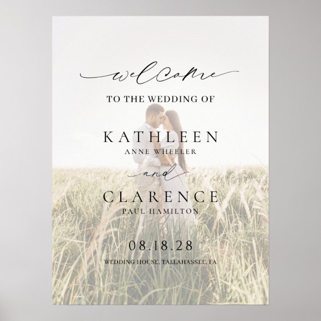 Classic Photo Elegant Wedding Poster (Front)