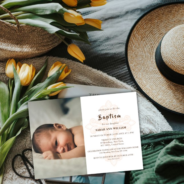 Classic Photo Gold Typography Cross Baptism Invitation (Classic Photo Gold Typography Cross Baptism Invitation)