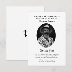 Classic Photo Orthodox Christian Memorial Thank You Card