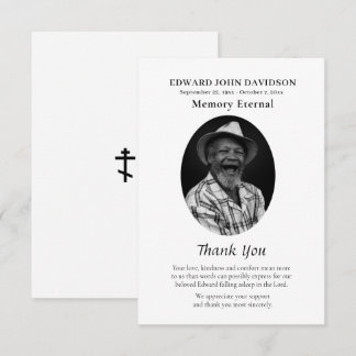 Classic Photo Orthodox Christian Memorial Thank You Card