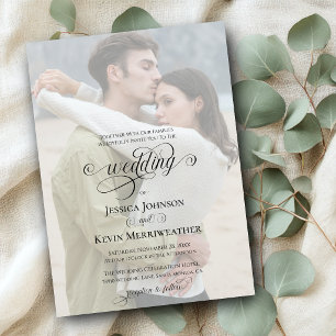 Classic Photo Overlay Simple Elegant Wedding Invitation