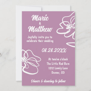 Classic Photo Pale Mauve Floral Wedding Invitation