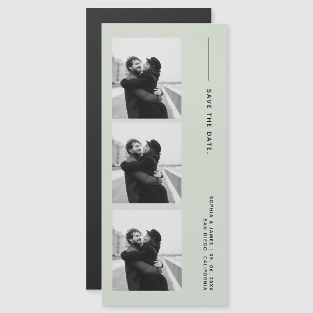 Classic Photo Strip Wedding Magnetic Save The Date (Front/Back)