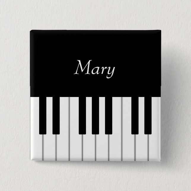 Classic Piano Keyboard Personalised Music 15 Cm Square Badge (Front)