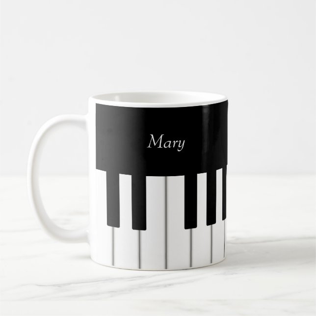 Classic Piano Keyboard Personalised Music Coffee Mug (Left)