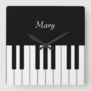 Classic Piano Keyboard Personalised Music Square Wall Clock