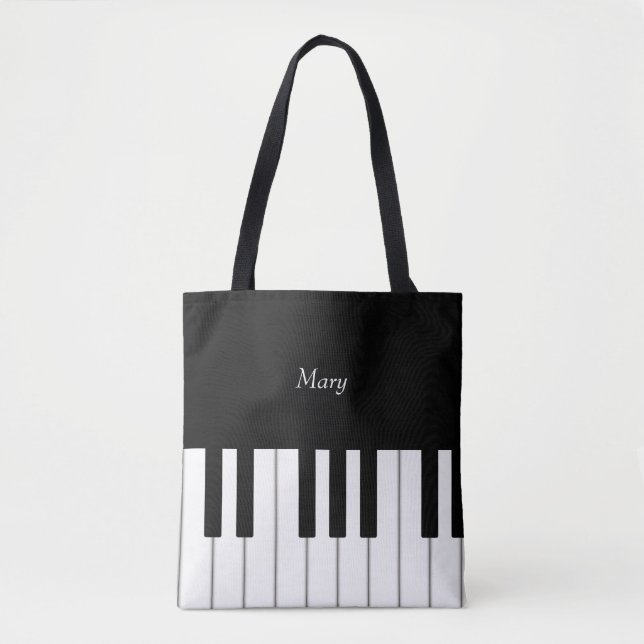 Classic Piano Keyboard Personalised Music Tote Bag (Front)