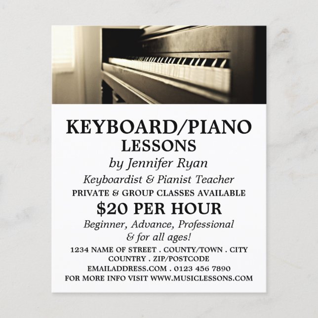 Classic Piano, Keyboard, Piano Lessons Flyer (Front)