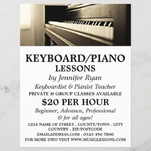 Classic Piano, Keyboard, Piano Lessons Flyer