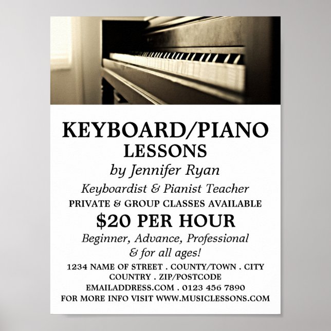 Classic Piano, Keyboard, Piano Lessons Poster (Front)