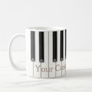 Classic Piano Keyes Custom Text in 4 Colours Coffee Mug