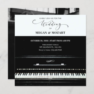 Classic piano wedding invitation