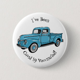 Classic pick up truck cartoon illustration 6 cm round badge