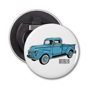 Classic pick up truck cartoon illustration bottle opener