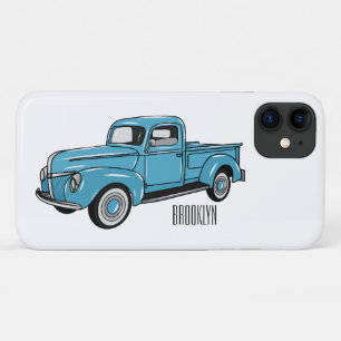 Classic pick up truck cartoon illustration iPhone 11 case