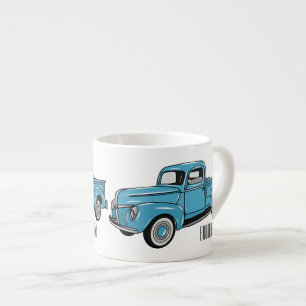 Classic pick up truck cartoon illustration espresso cup