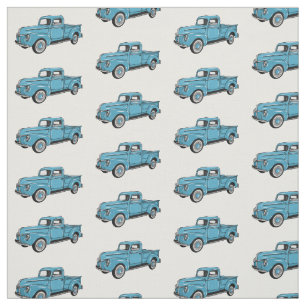 Classic pick up truck cartoon illustration fabric