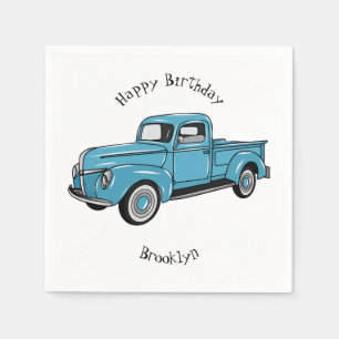 Classic pick up truck cartoon illustration napkin