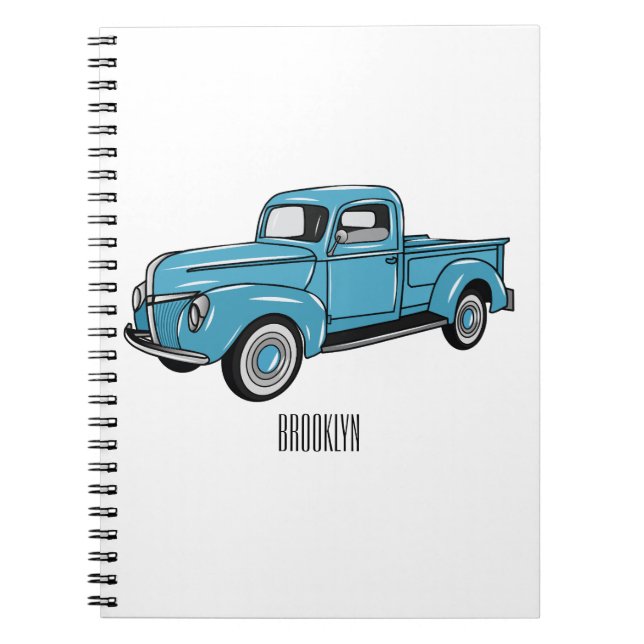 Classic pick up truck cartoon illustration notebook (Front)