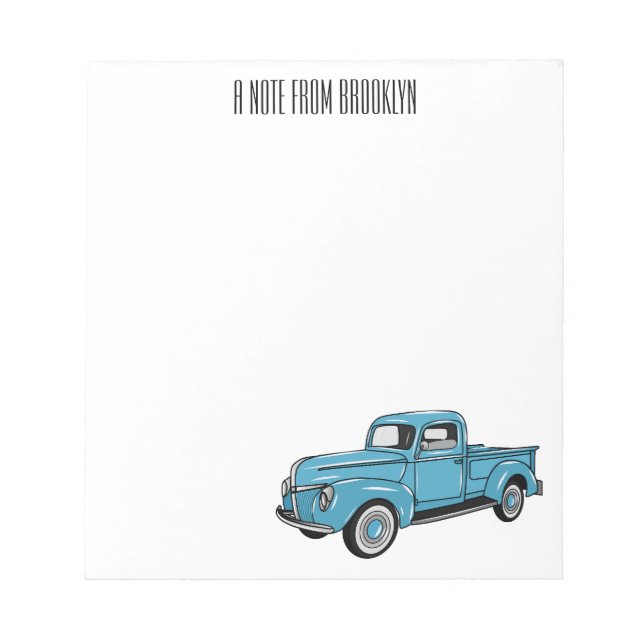 Classic pick up truck cartoon illustration notepad (Front)