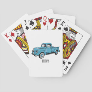 Classic pick up truck cartoon illustration playing cards