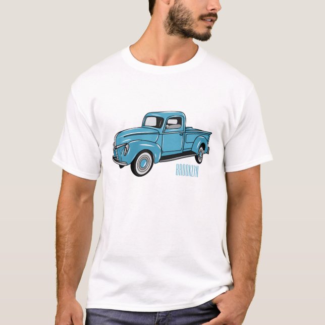 Classic pick up truck cartoon illustration T-Shirt (Front)