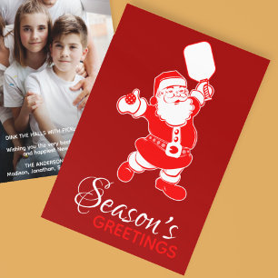 Classic Pickleball Santa Red Christmas Photo  Holiday Card
