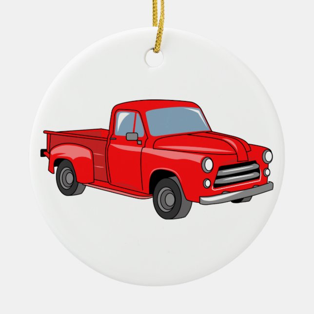 Classic Pickup Truck Ceramic Ornament (Front)