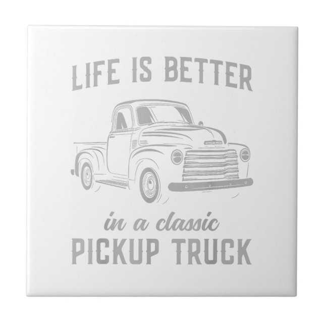 Classic Pickup Truck Guy Vintage Ceramic Tile (Front)