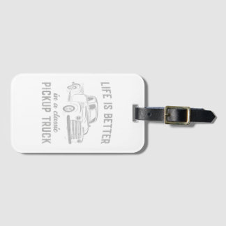 Classic Pickup Truck Guy Vintage Luggage Tag