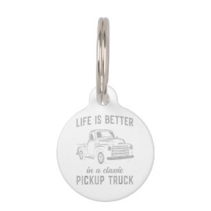 Classic Pickup Truck Guy Vintage Pet Tag