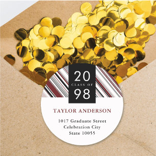 Classic Pin Stripes Graduation Return Address Round Sticker