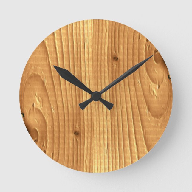 Classic Pine Untreated Wood Image Round Clock (Front)