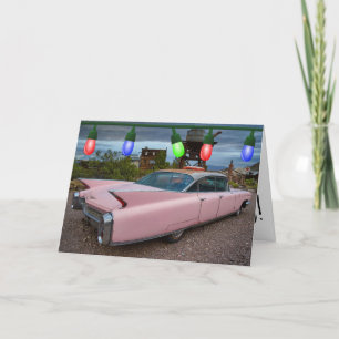 CLASSIC PINK 1950's CAR CADDY CHRISTMAS CARD