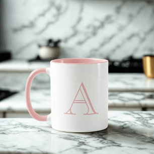 Classic Pink Alphabet Letter A Monogram Coffee Mug