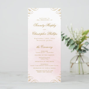 Classic pink and gold Calligraphy Wedding Program