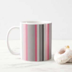Classic Pink and Grey Striped Coffee Mug