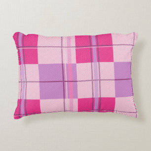 Classic Pink Berry Plaid Aesthetic Decorative Cushion