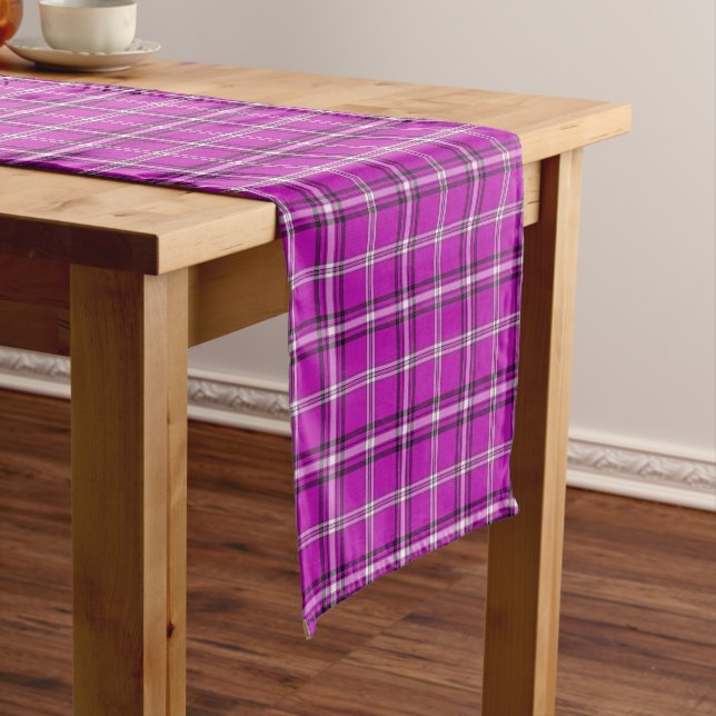 Classic Pink Black White Plaid Table Runner (In Situ)