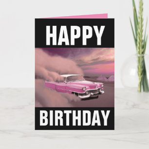 CLASSIC PINK CAR BIRTHDAY CARD
