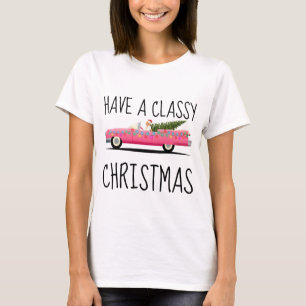 CLASSIC PINK CAR CHRISTMAS LADIES T-Shirts
