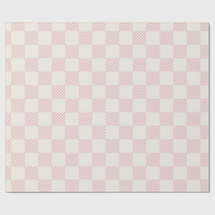 Classic Pink & Cream Diagonal Check Wrapping Paper
