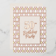 Classic Pink Elegant Rose Foil 50th Birthday Party