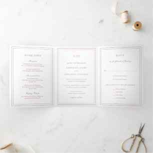 Classic Pink Elegant Wedding Tri-Fold Invitation